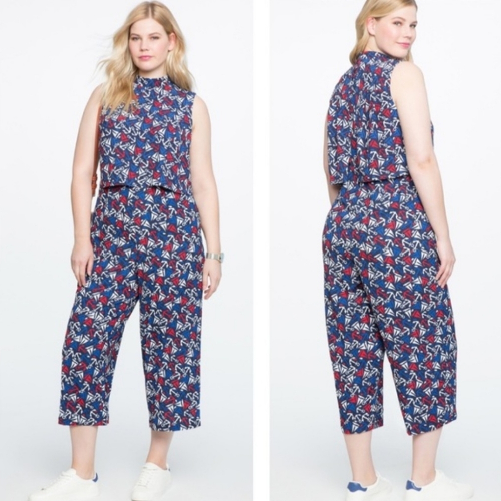 Eloquii anchor print jumpsuit
